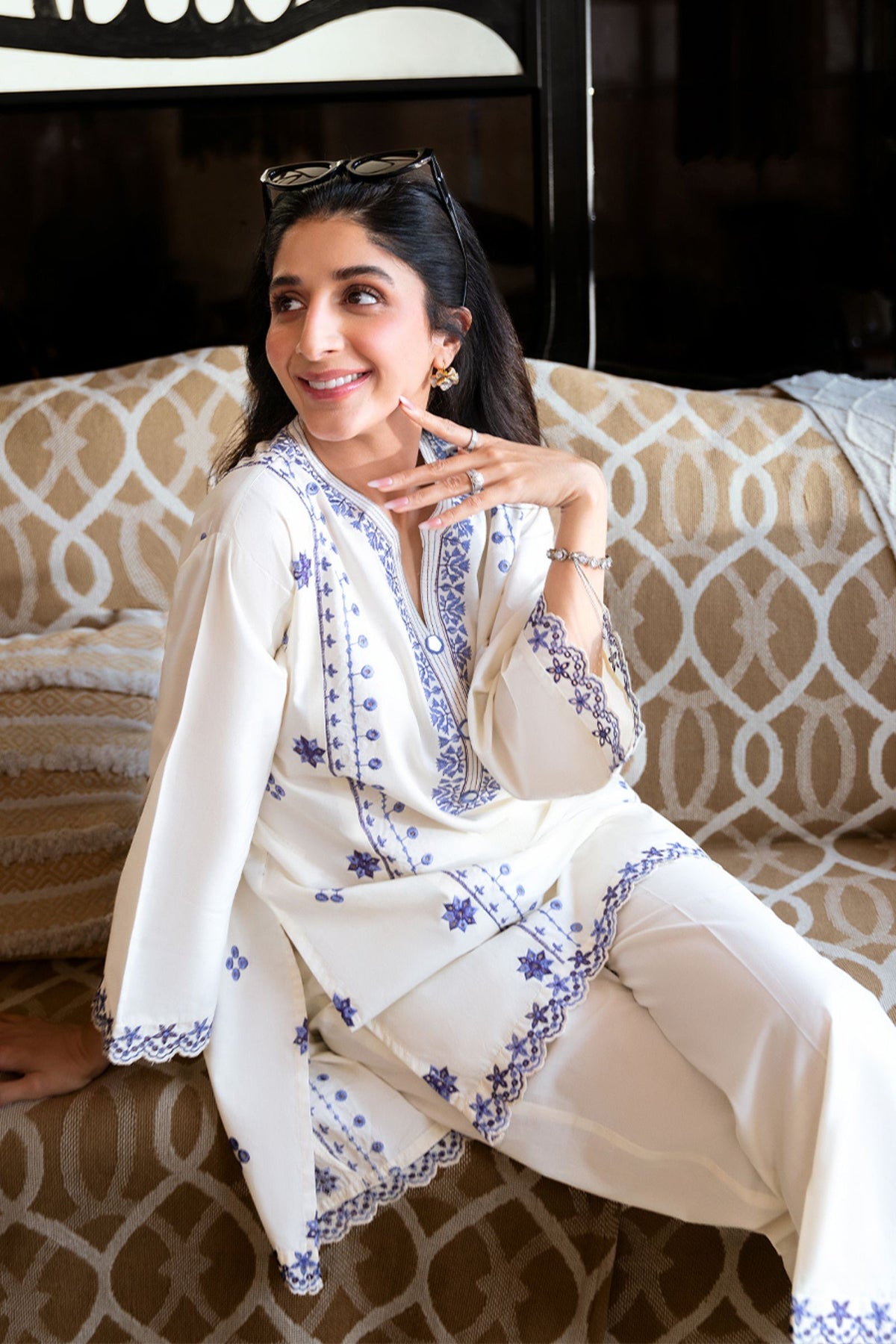 2pcs Sana Safinaz White Blue lawn