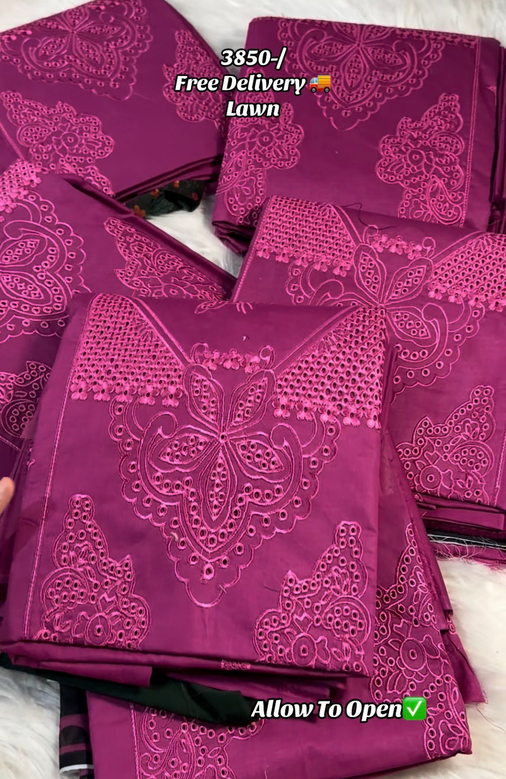 3pcs Saira Rizwan Plum Chiffon Dupata lawn