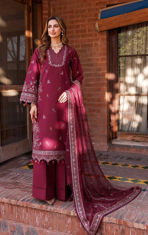 3pcs Frashy Deep Mehroon lawn