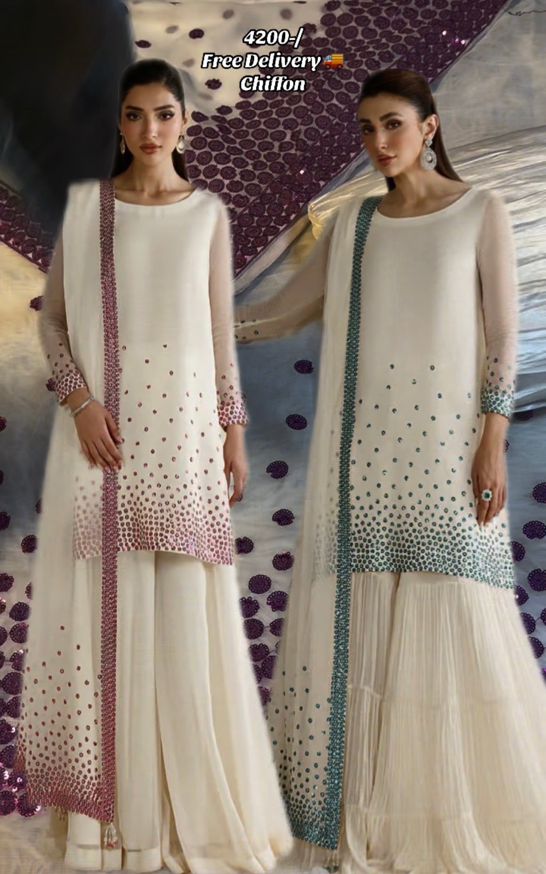 3pcs Jazmin Chiffon Sequence Trending