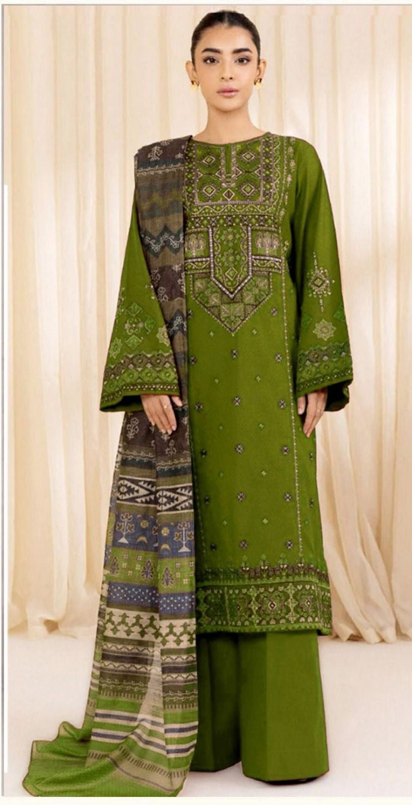 3pcs Embroidery Dhanak kayseria Mehndiya