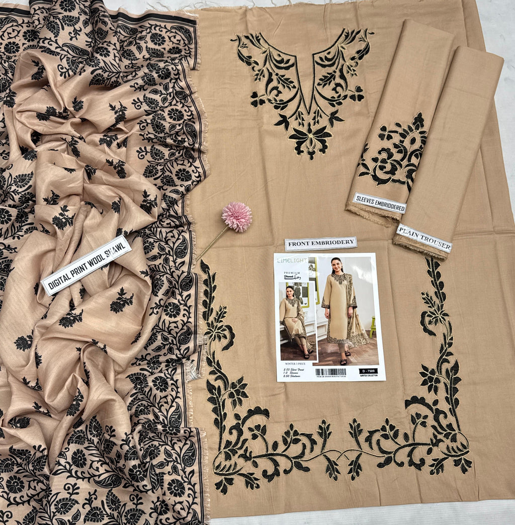 3pcs embroidery dhanak limelight skin