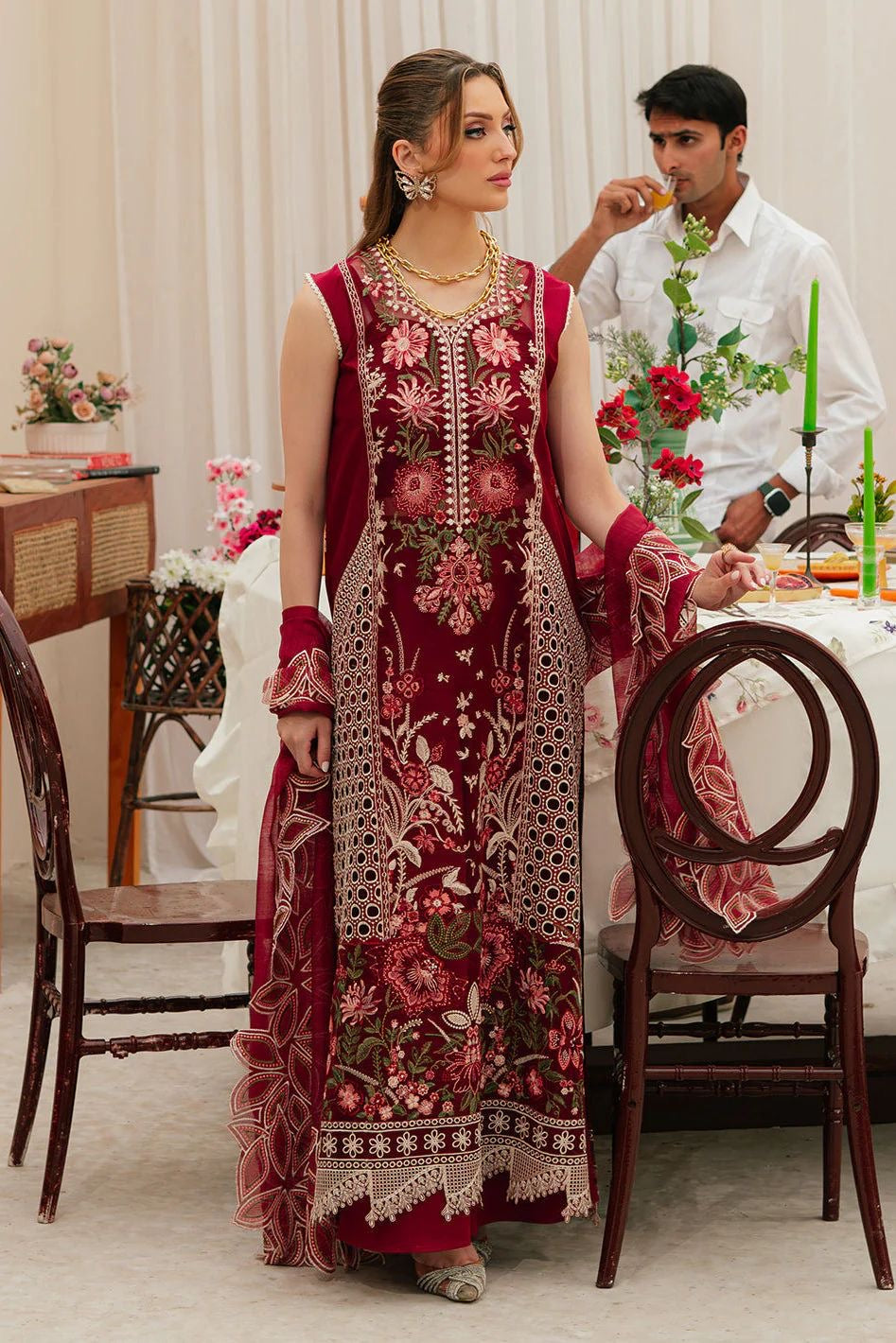 3pcs Mahnur Mehroon lawn