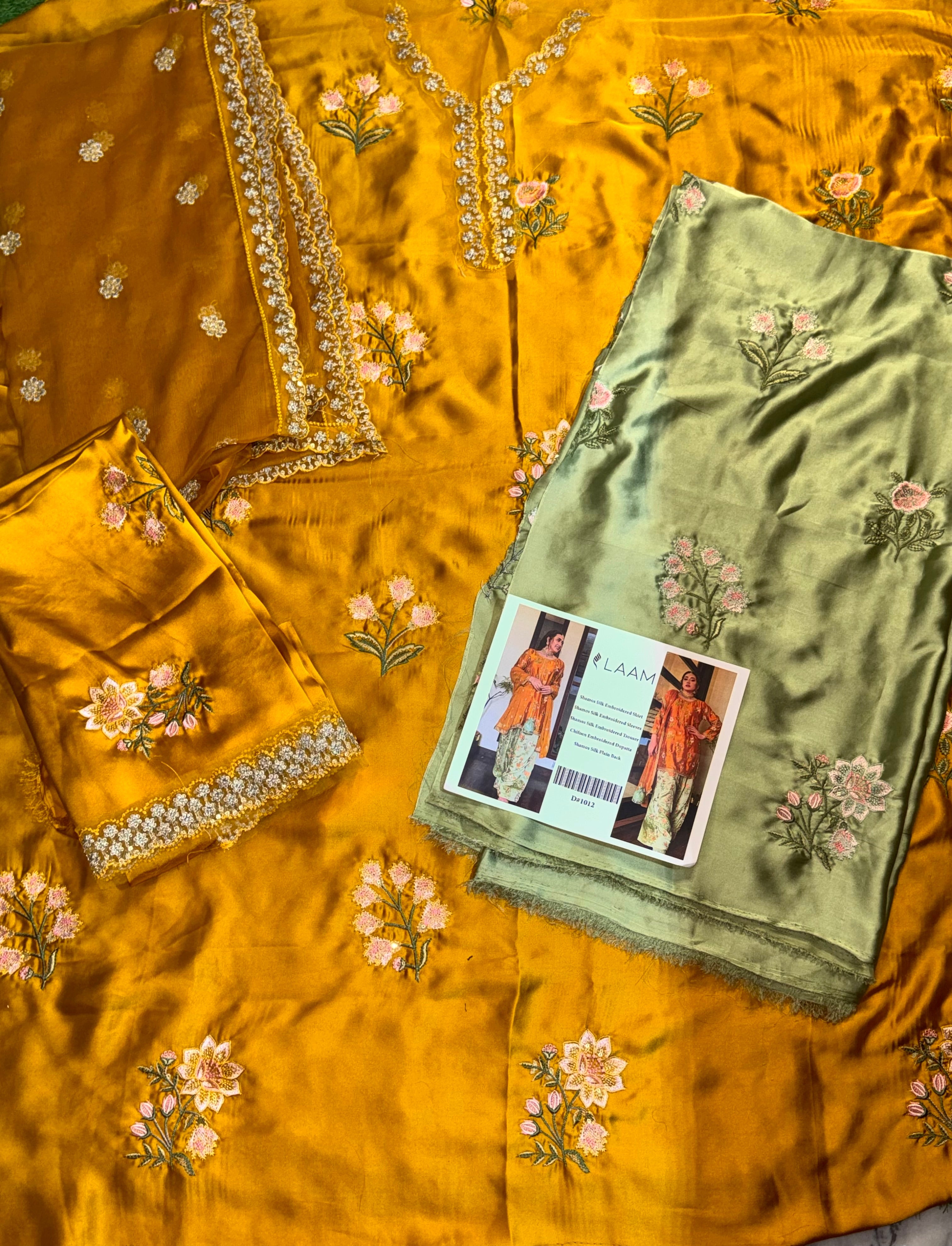 3pcs Dur E Shehvar Silk Embroidered
