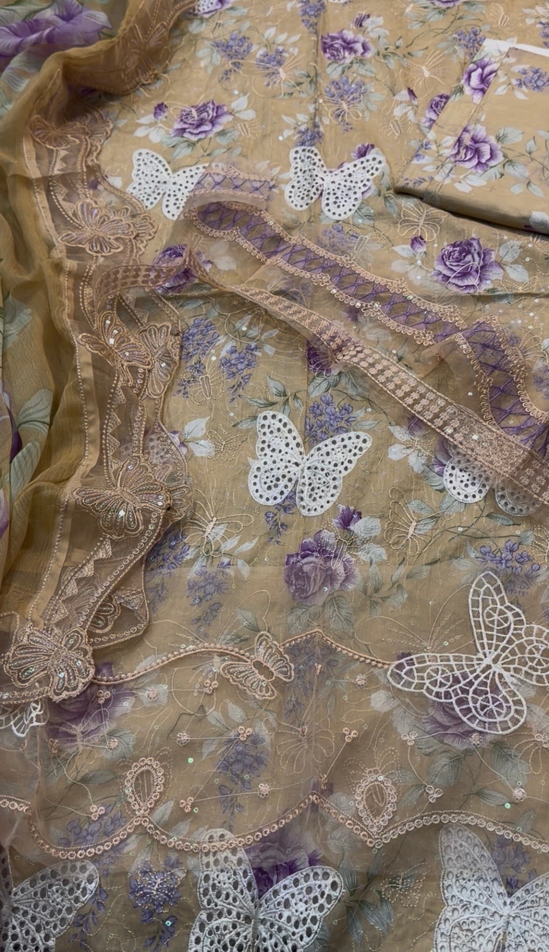 3pcs Butterfly Camel Maria B lawn