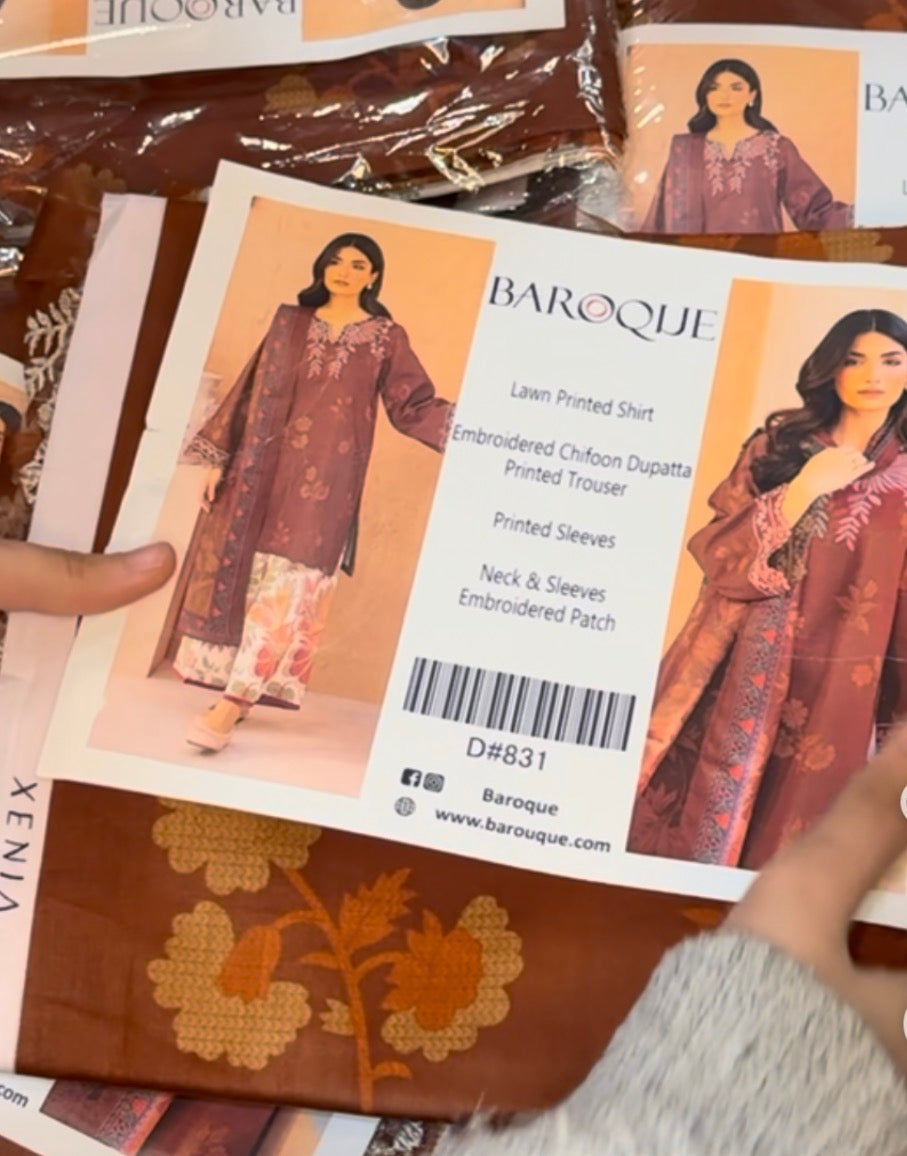 3pcs Baroque Brown multi lawn