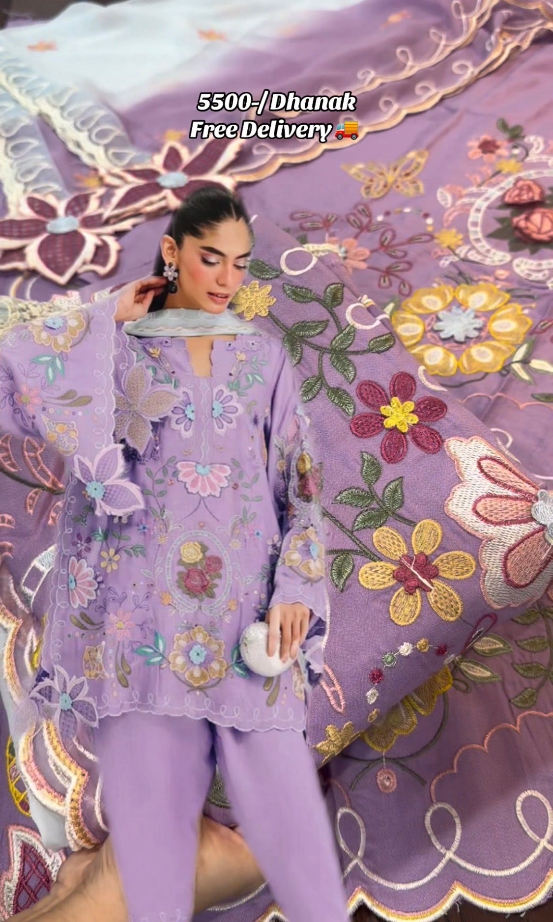 3pcs Dhanak Lilac Nia Mian Multi