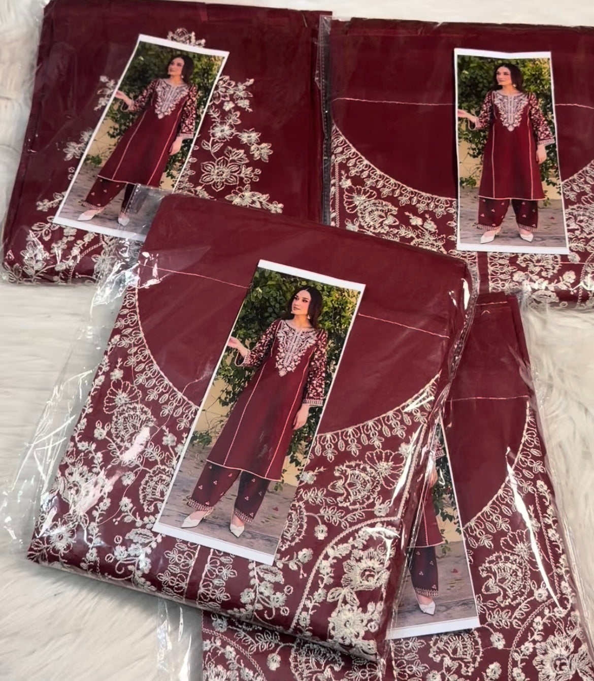2pcs Batik Mehroon emb lawn