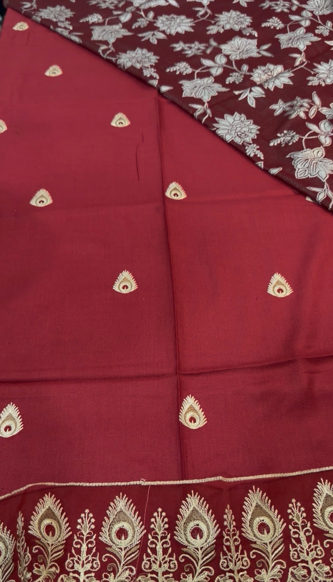 3pcs Moor Leaves Mehroon Dhanak