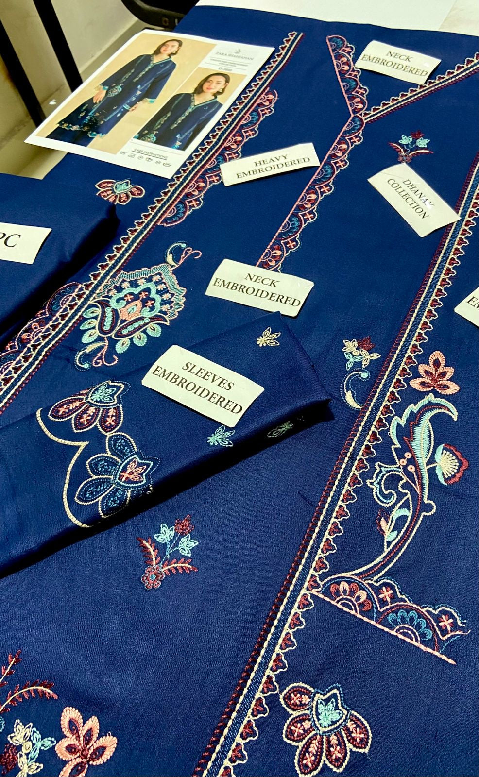 2pcs Embroidery Dhanak Hania Blue
