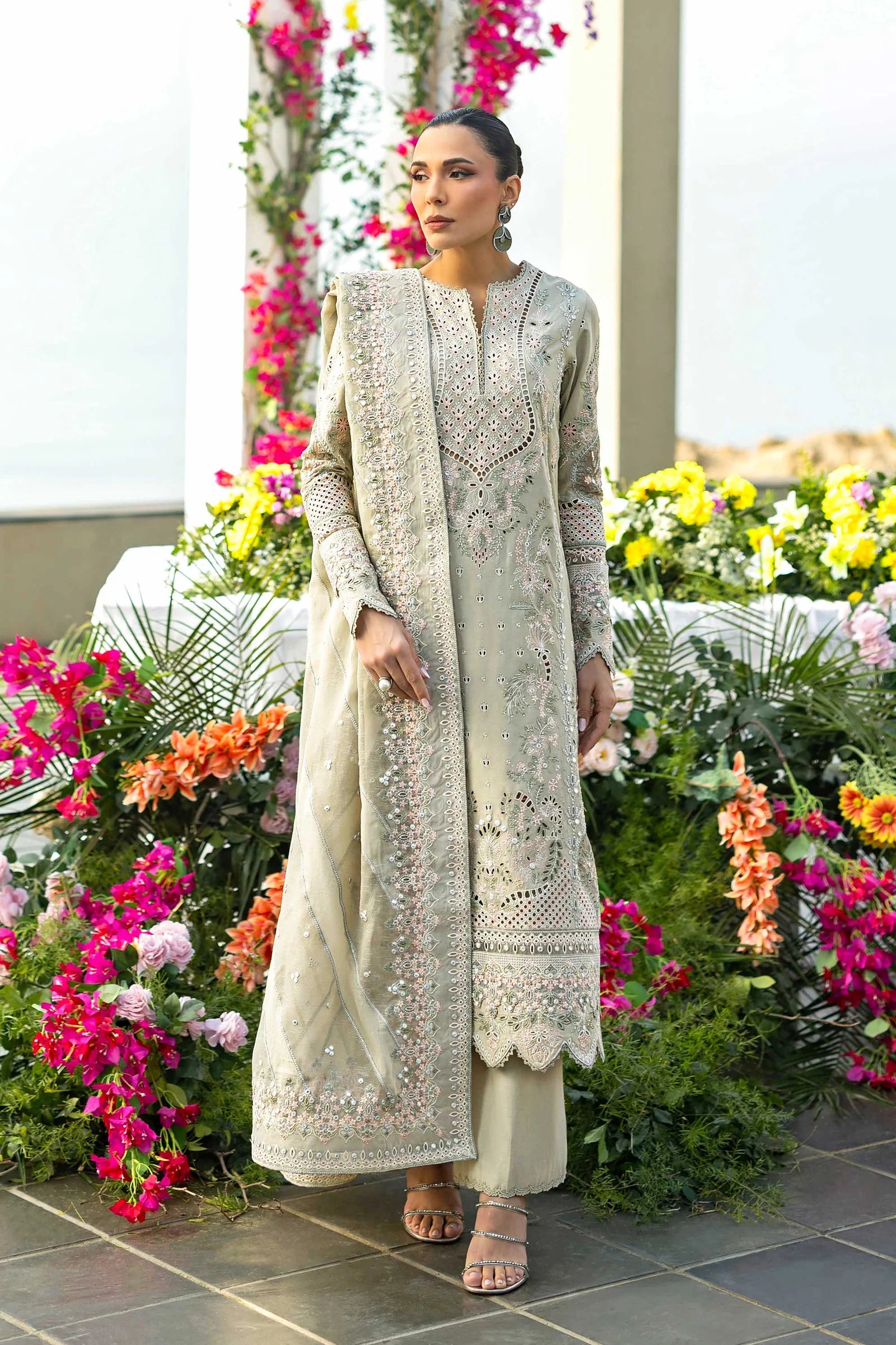 3pcs Akbar Aslam Pistachio Emb lawn