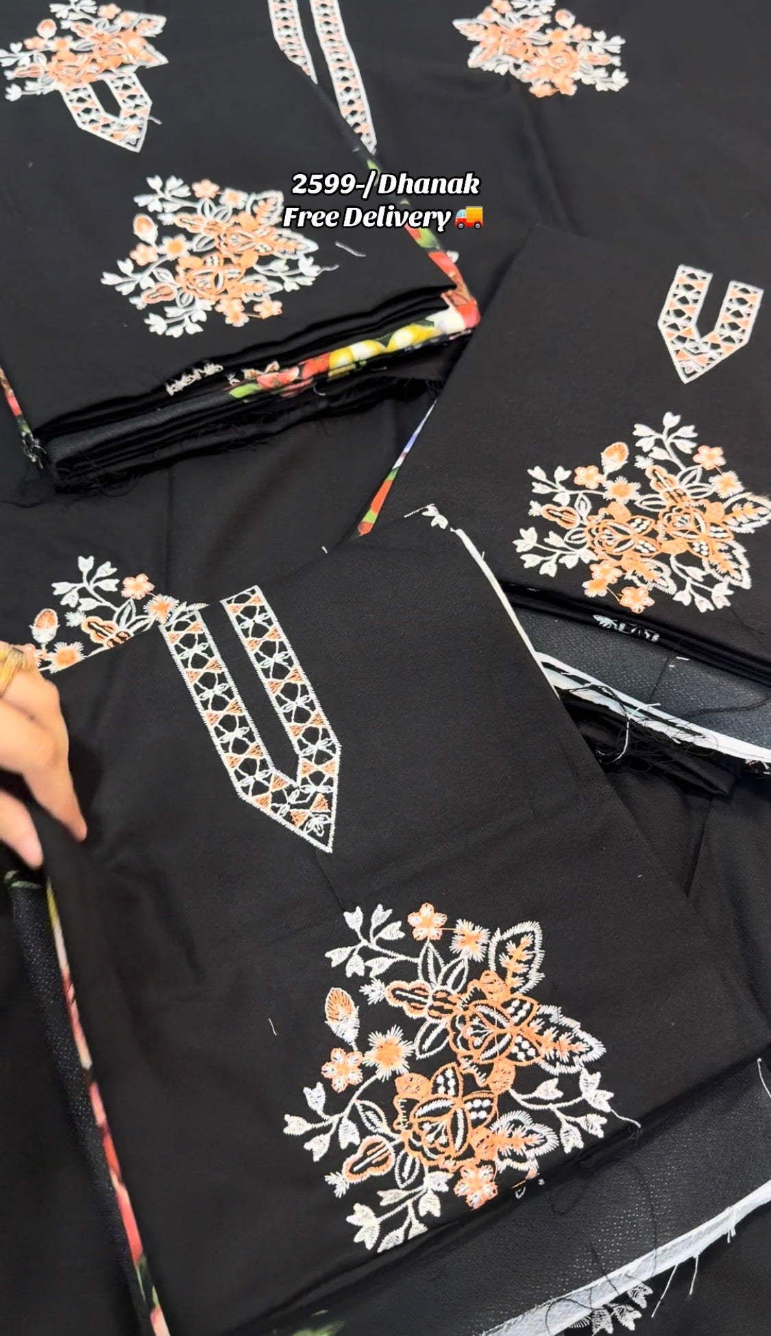2pcs Batik Black Dhanak with printed karnadi trouser