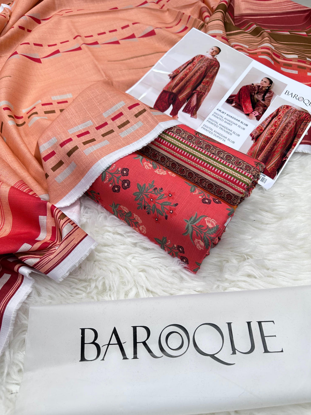 3pcs Printed Khaddar Baroque