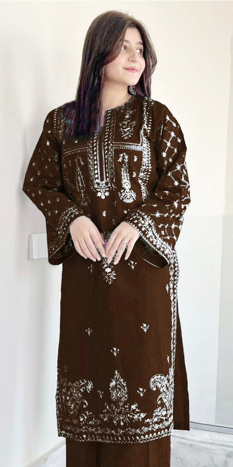 2pcs Brown umze Embroidery