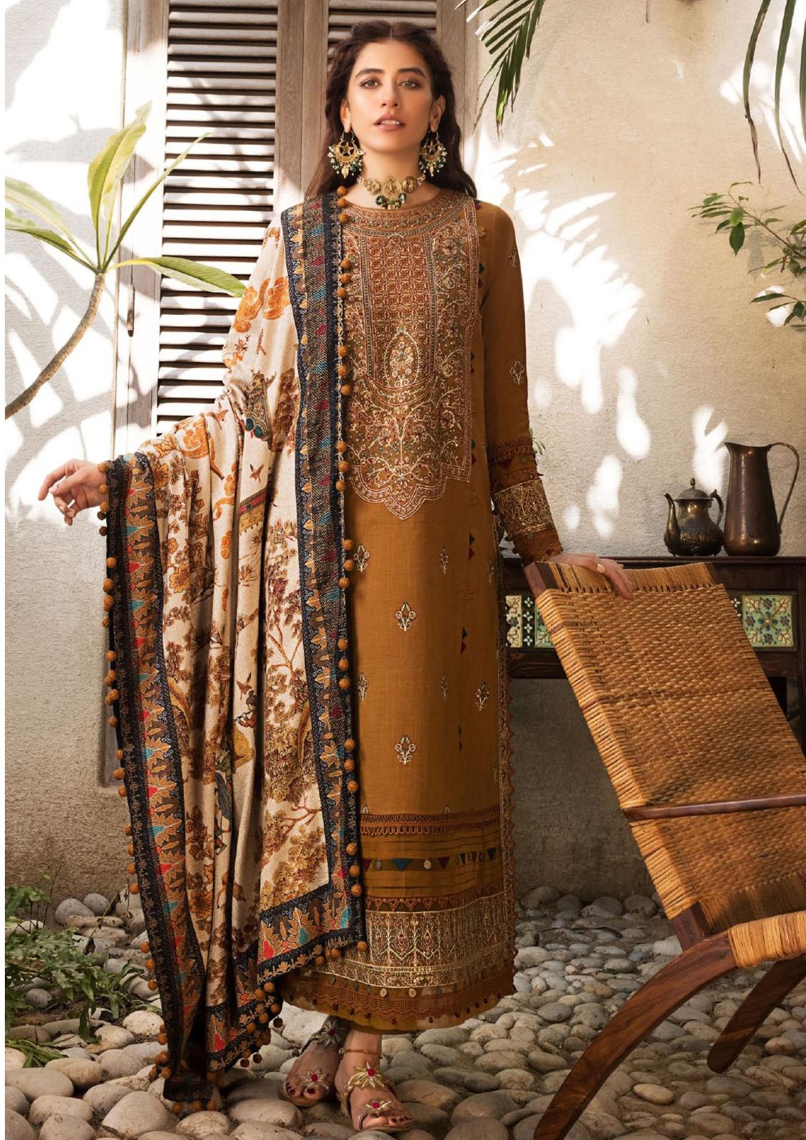 3pcs Asim Jofa  Mustard lawn
