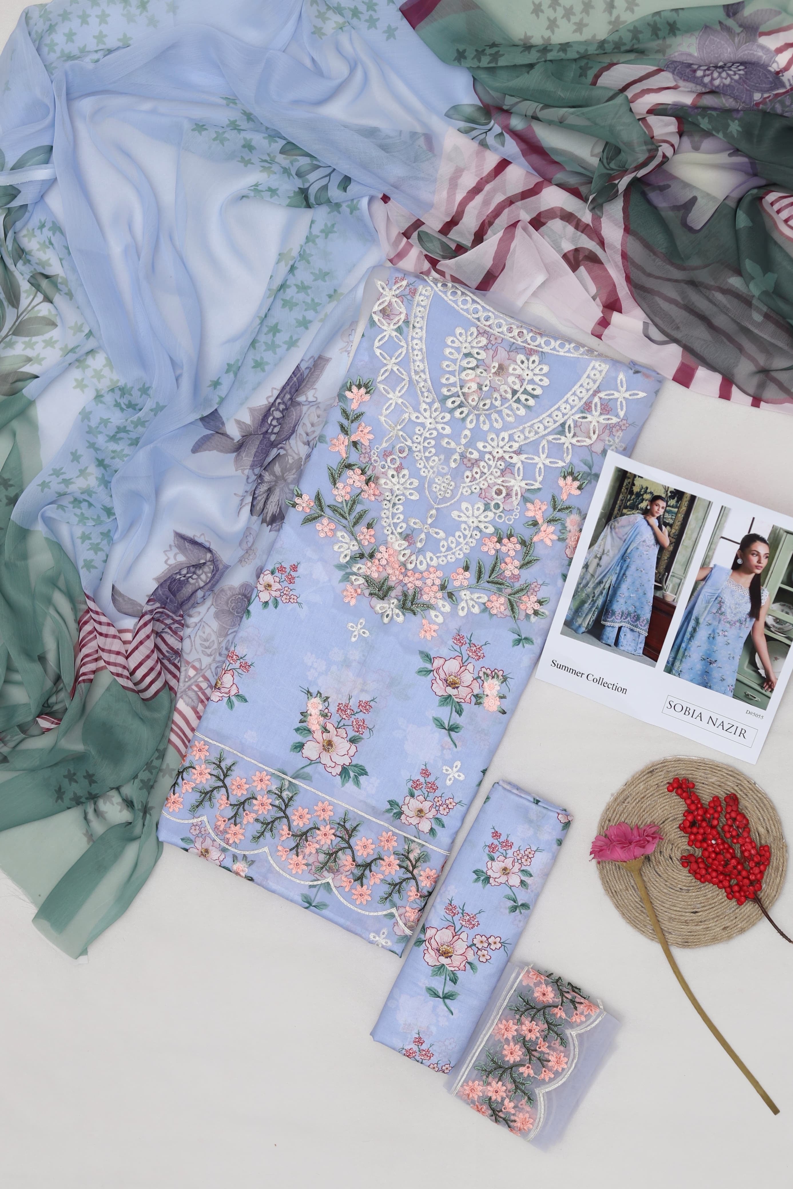 3pcs Sobia Nazir lilac lawn