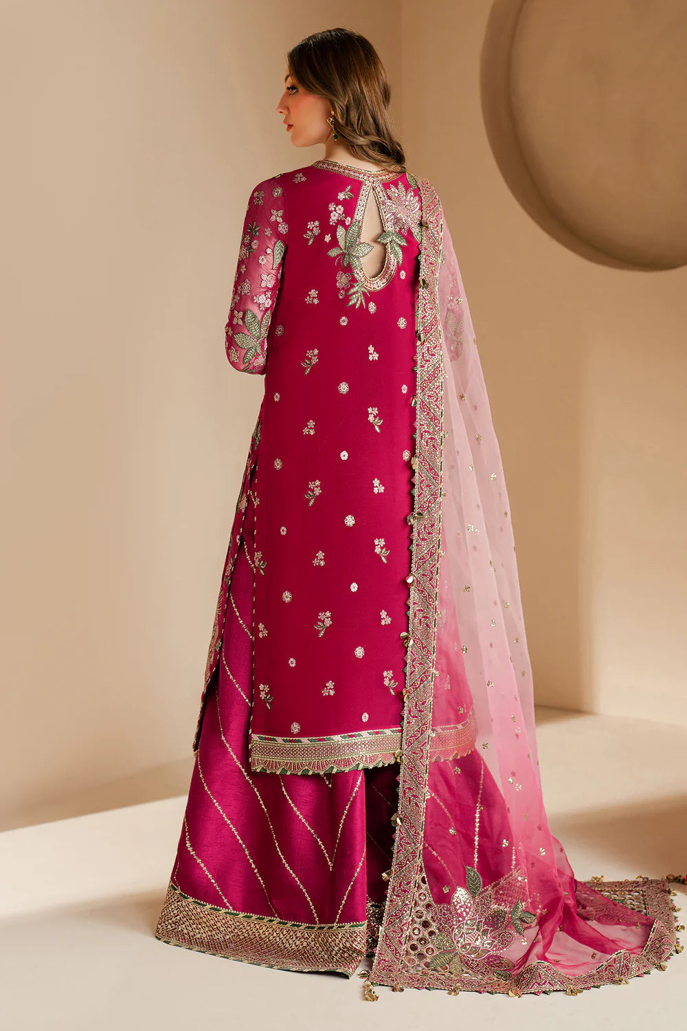 3pcs Jazmin Shocking Pink Chiffon