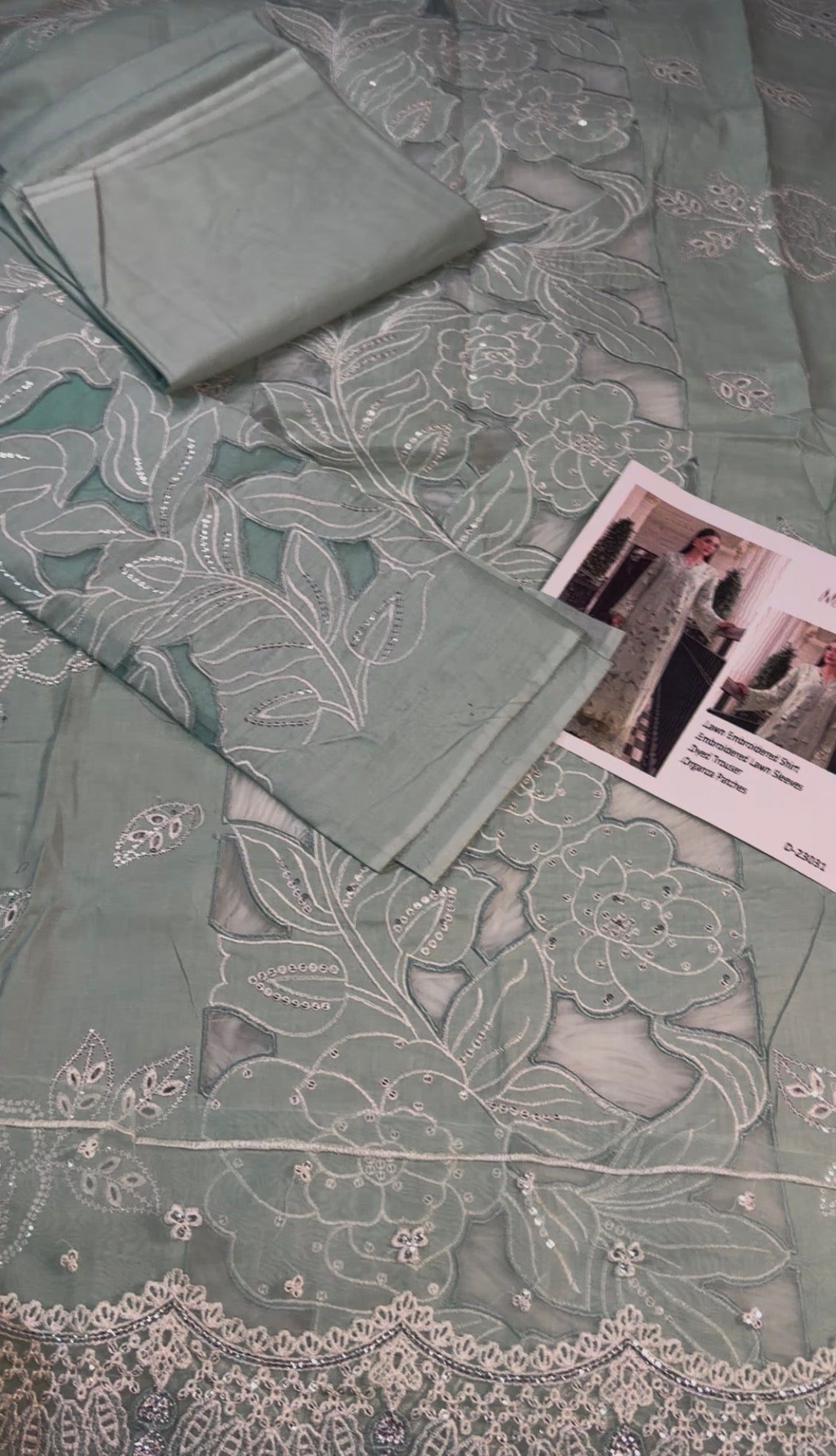 2pcs Pistachio Maria B Cutwork lawn
