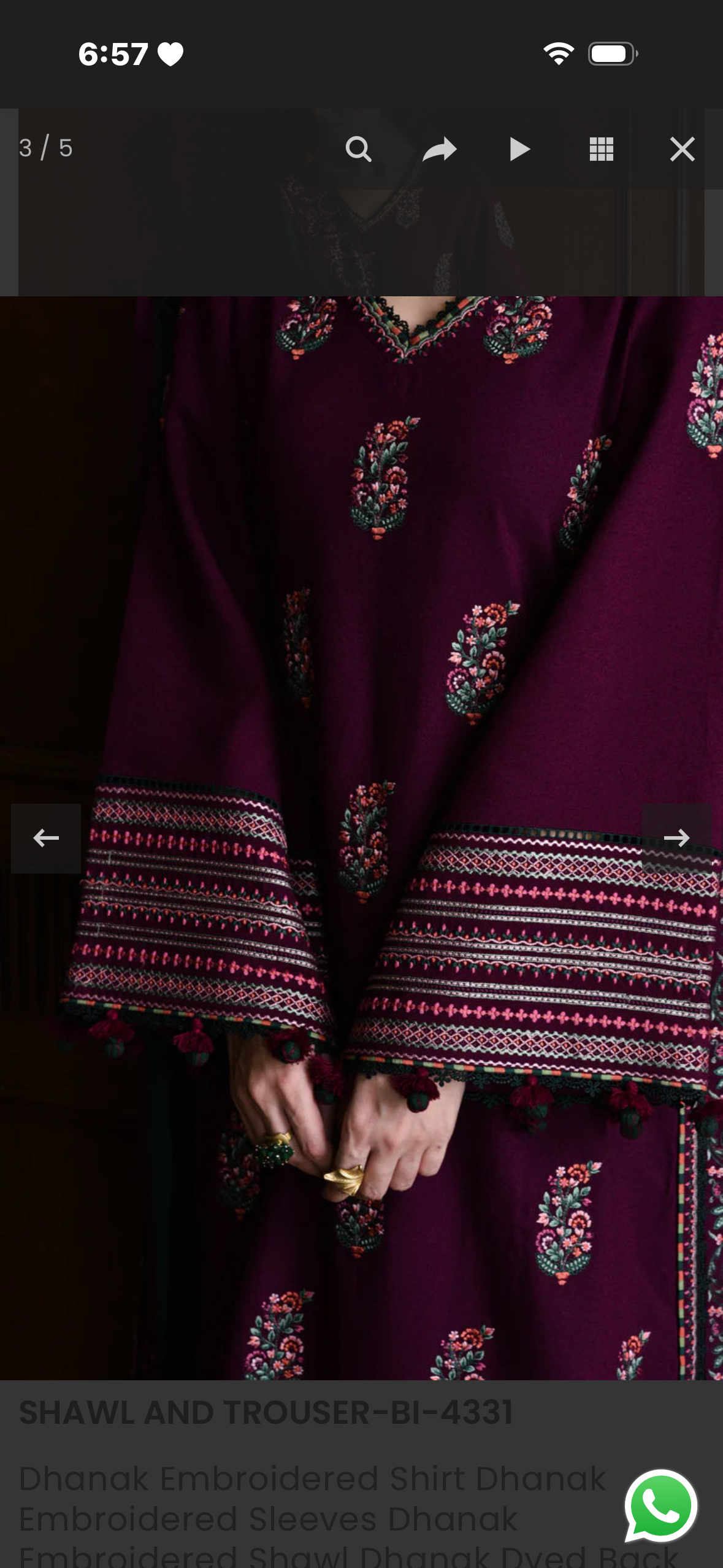 3pcs Batik luxury Embroidery dhanak