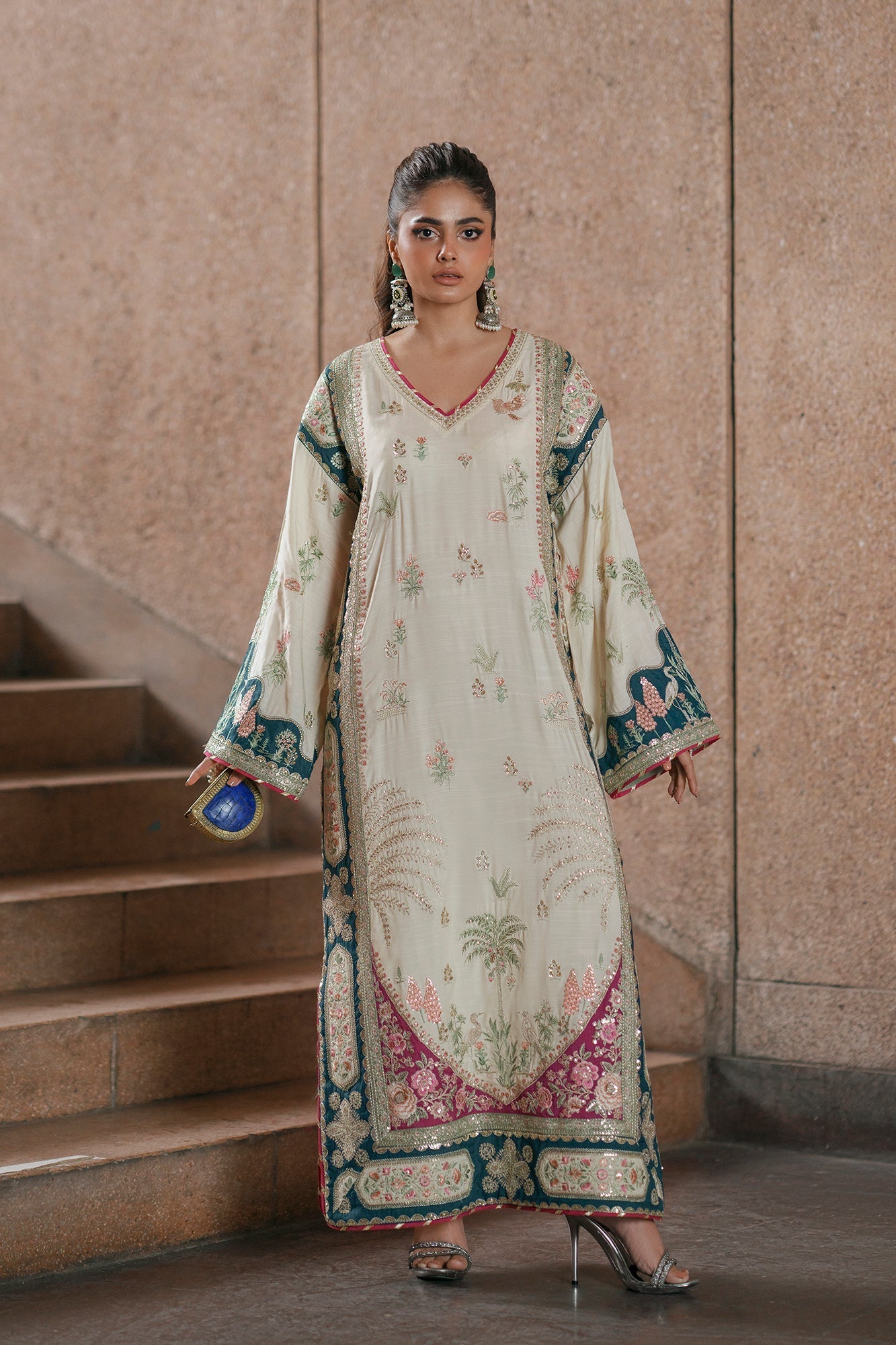 3pcs Ethnic OffWhite silk lawn