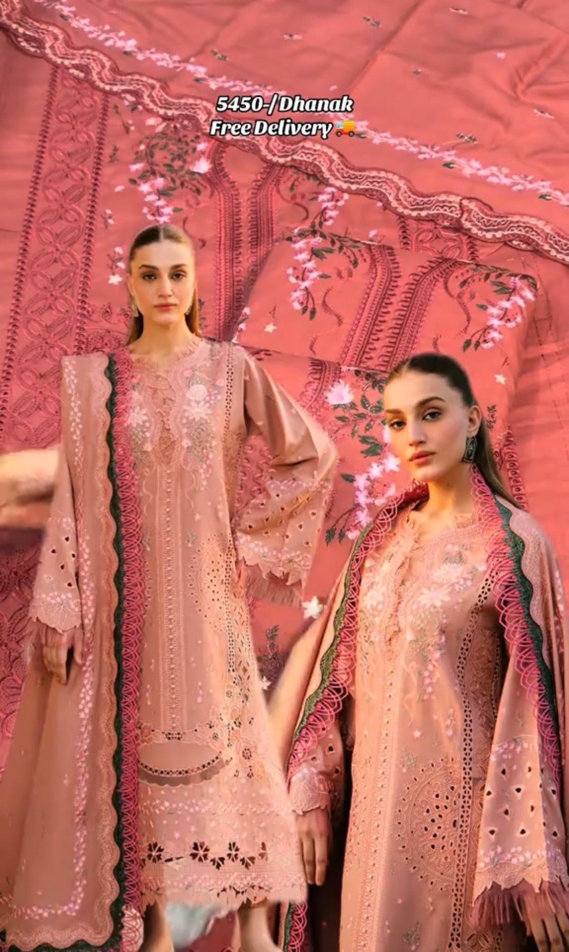 3pcs Binilyas Dhanak Embroidery Heavy