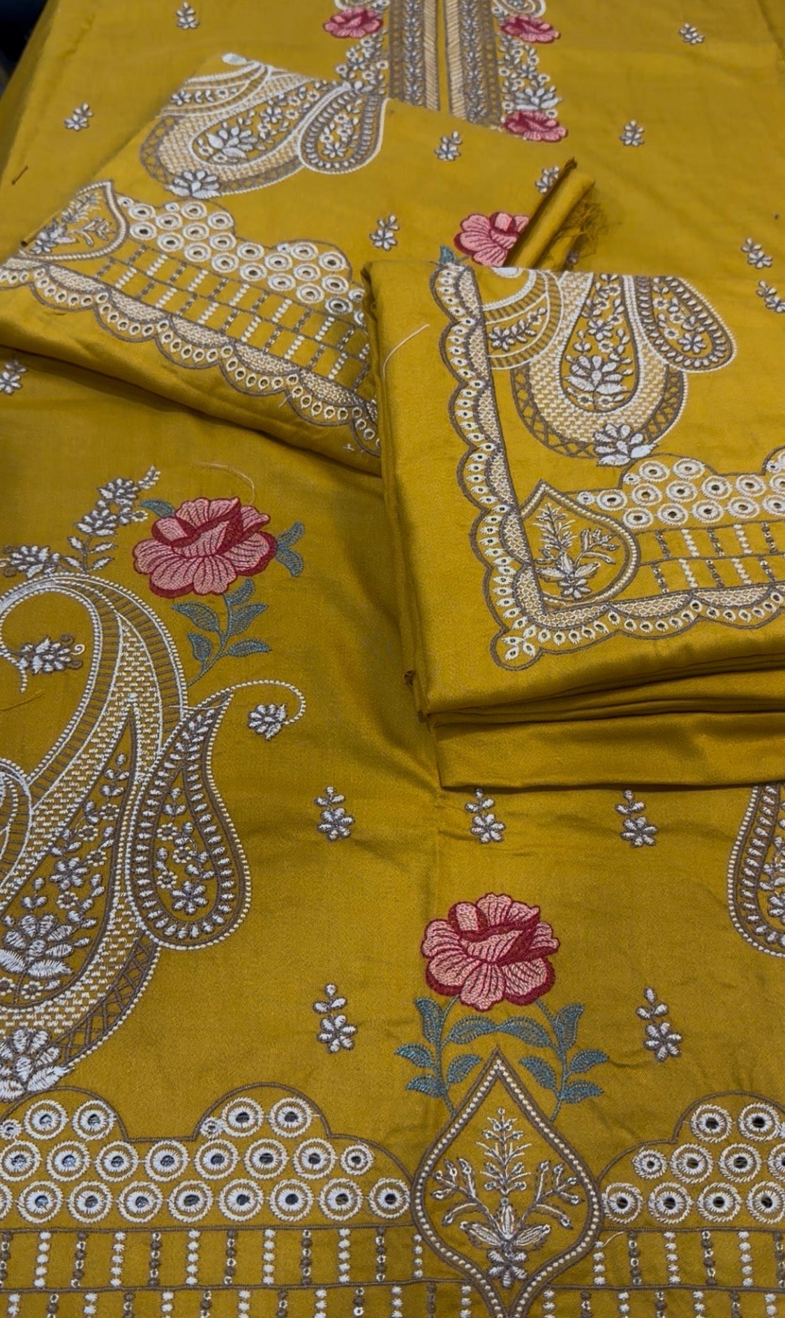 2pcs Dhanak QA Yellow BigKeri Embroidered