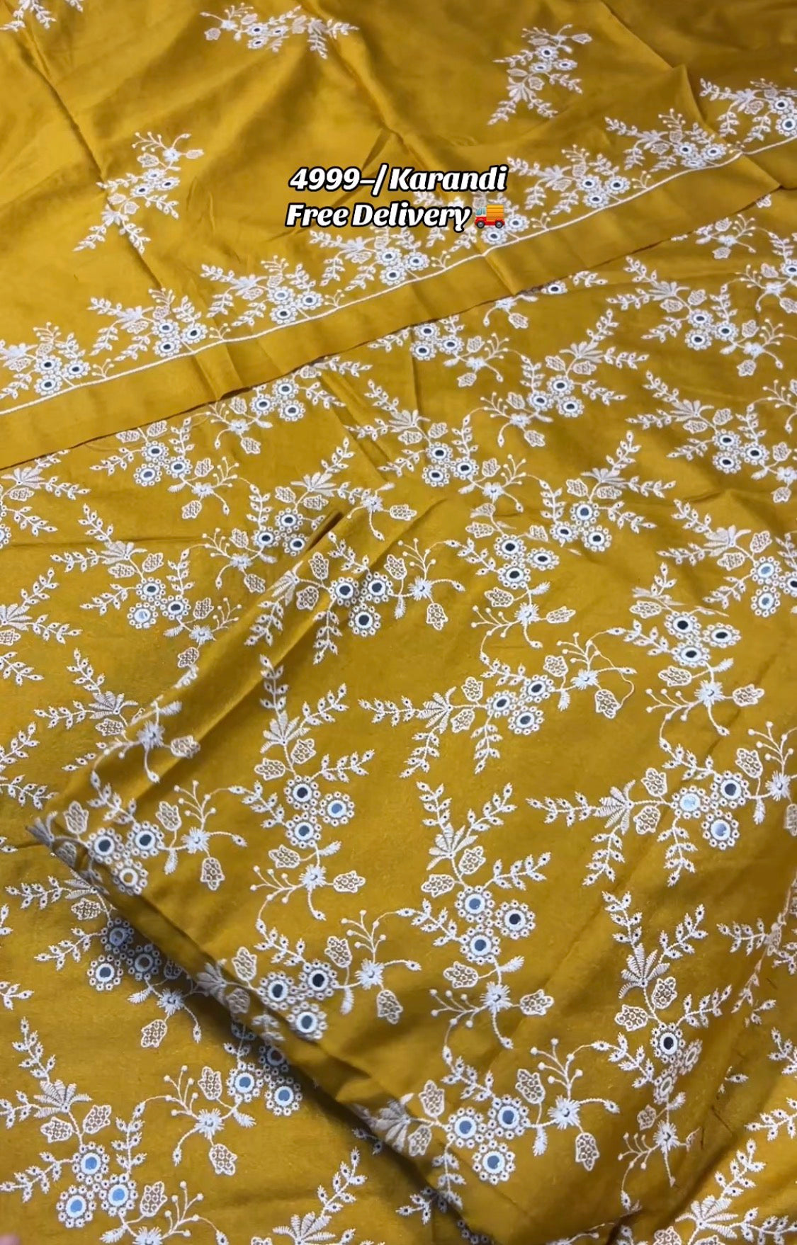 3pcs Yellow Karandi Indian Embroidery