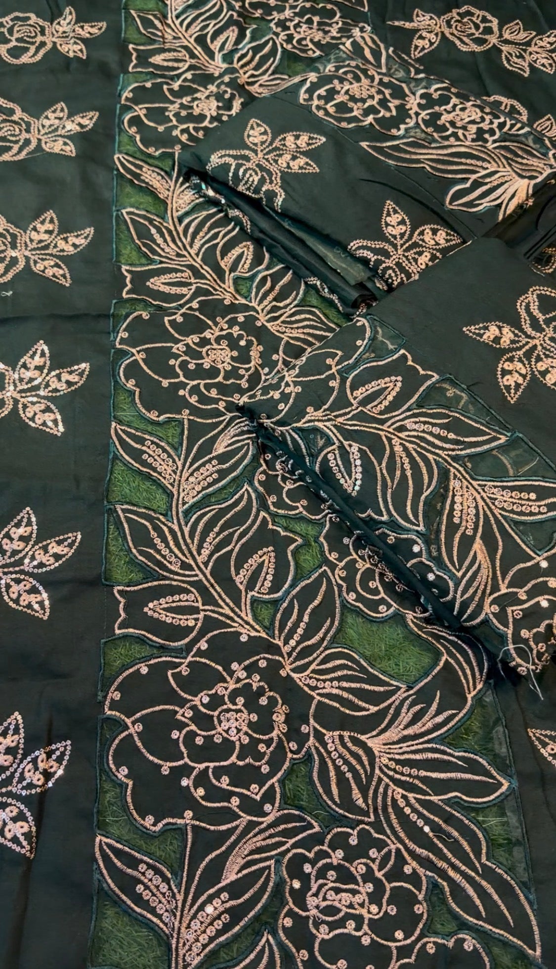 2pcs Dhanak Bottle Green Cutwork Maria B