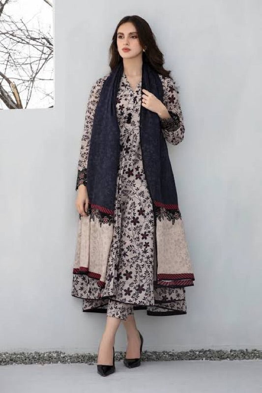 3pcs Baroque  Viral Print lawn Dupata