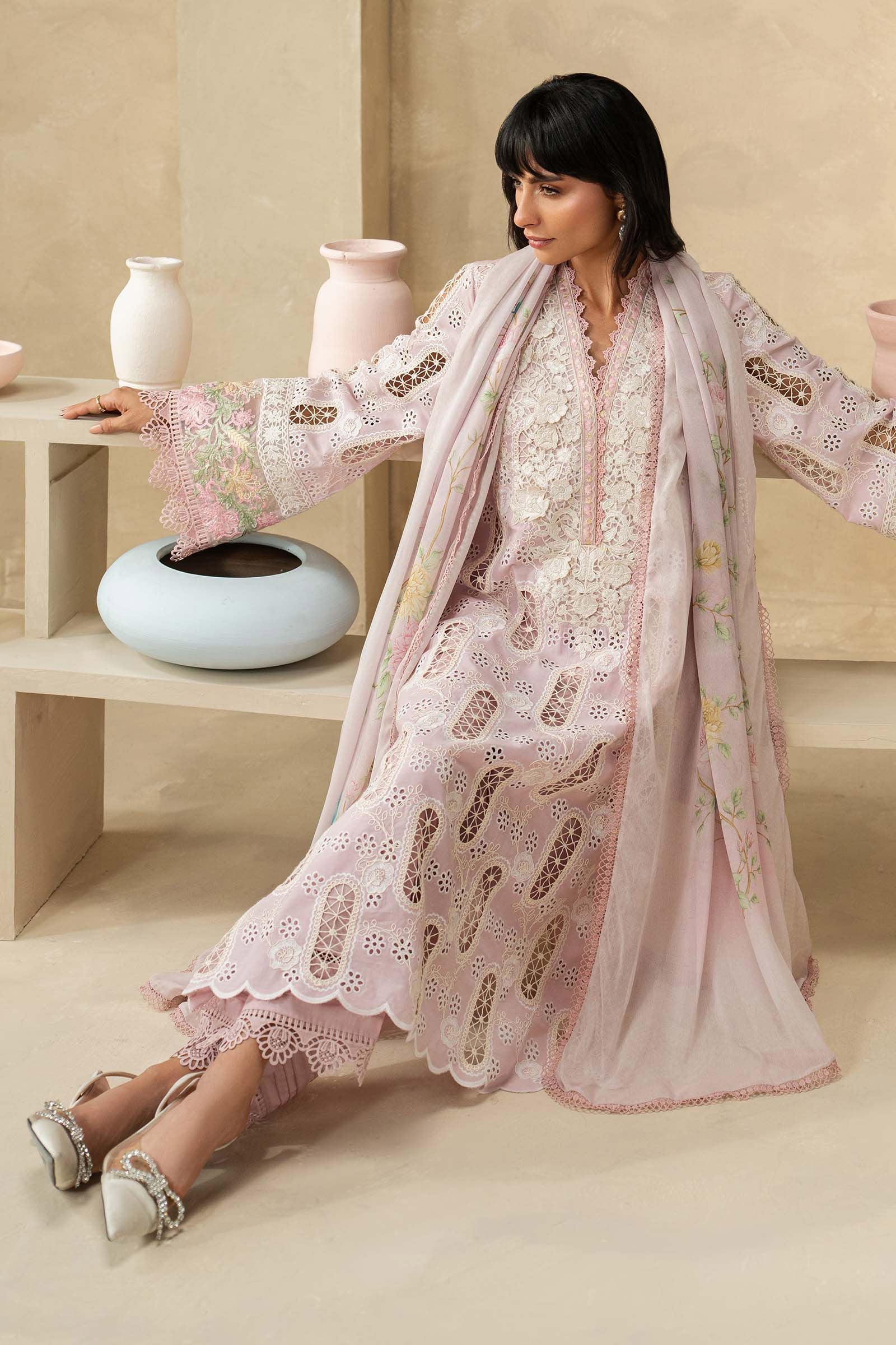 3pcs Maria B Powder Pink Pinterest Lawn