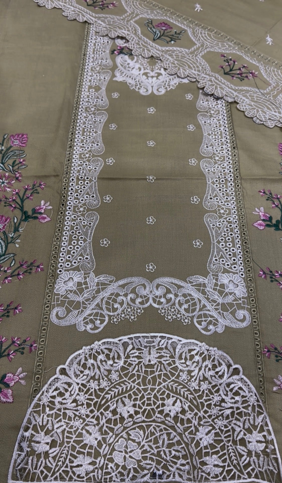 3pcs Dhanak Elaf Pista Laser Embroidery