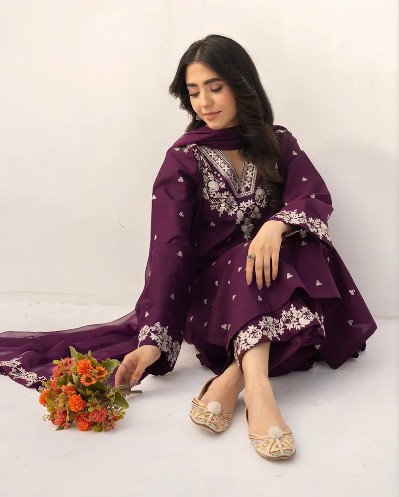 3pcs Pezwan Purple lawn