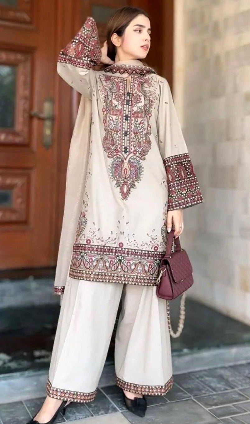 3pcs Dhanak Firdos skin emb