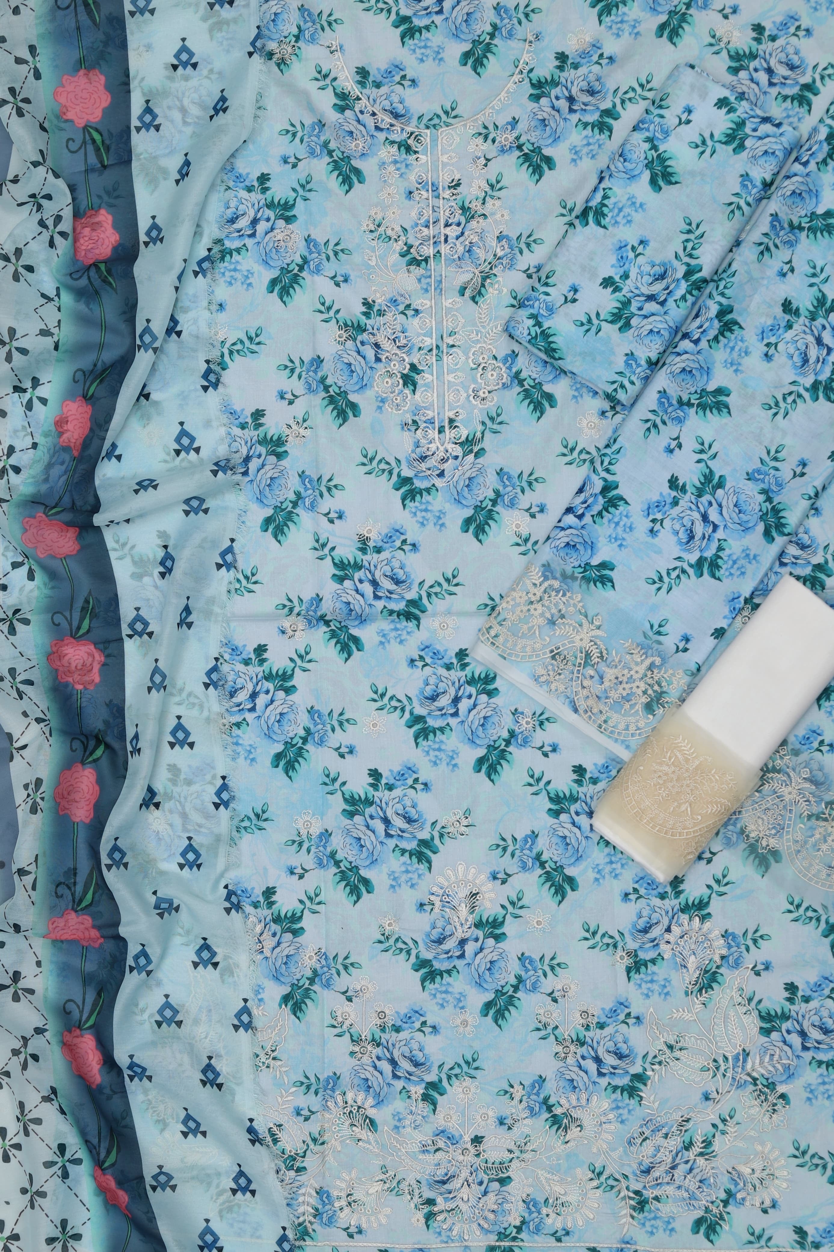 3pcs Zaib Sky White Lawn SLP