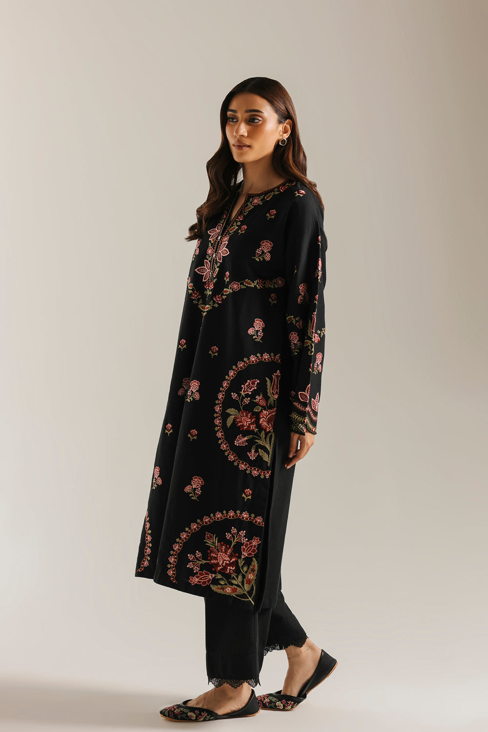 2pcs Ethnic Pocket Style Unstich Black Dhanak