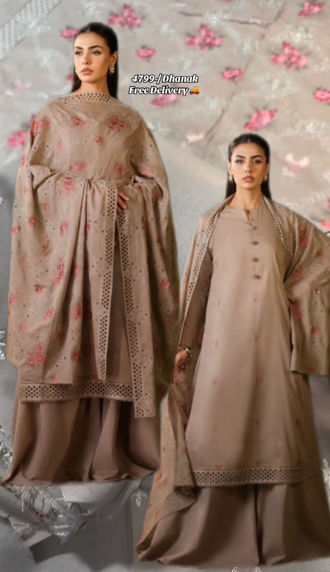 3pcs Dhanak Kayseria Skin Heavy Shawl
