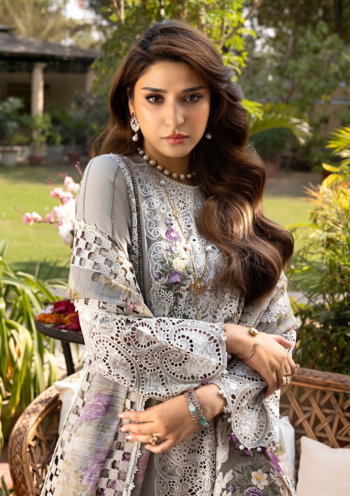 3pcs Elaf Ramsha Grey lawn