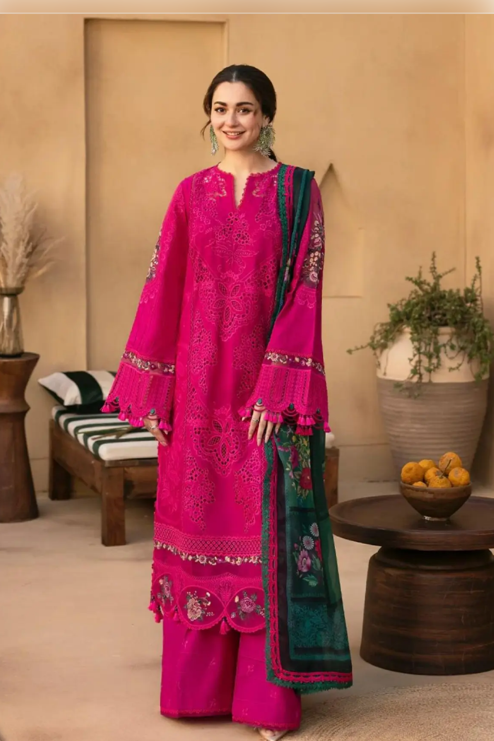 3pcs Saira Rizwan Shocking pink lawn