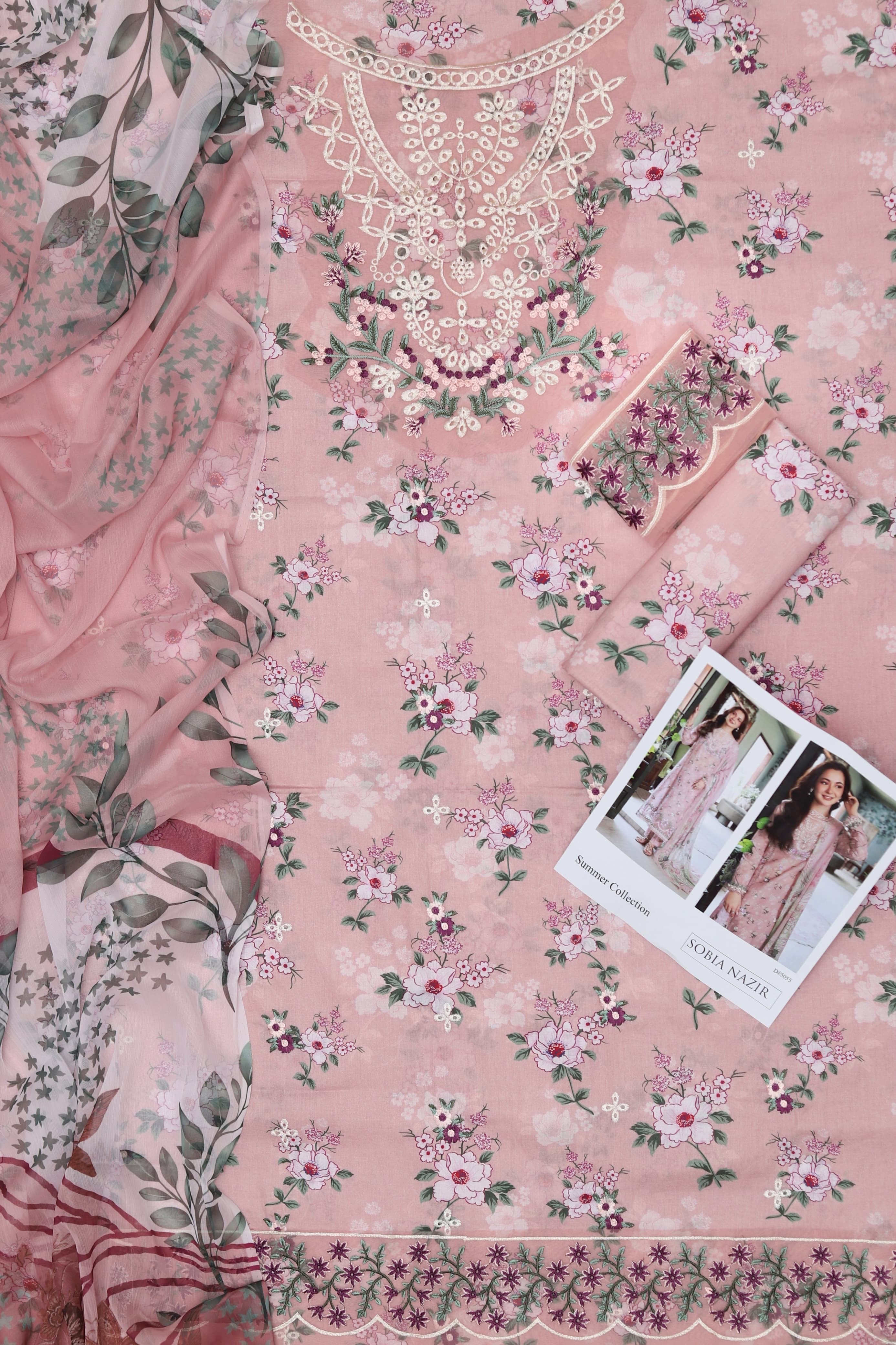 3pcs Sobia Nazir tea pink slp