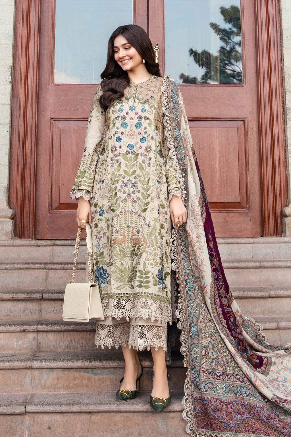 3pcs Maria B Dhanak Embroidery Skin Viral