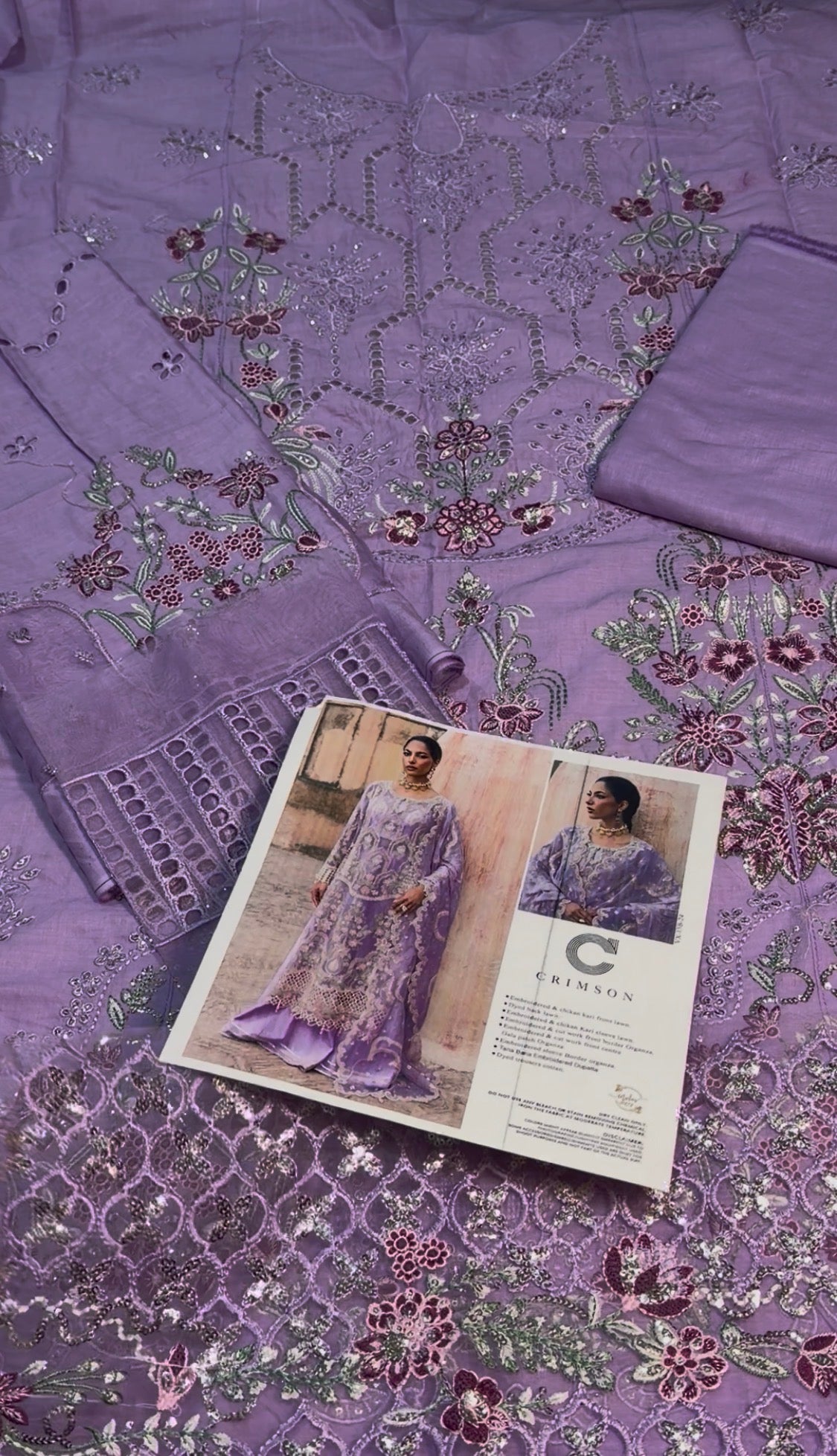 3pcs Crimson Purple Emb lawn