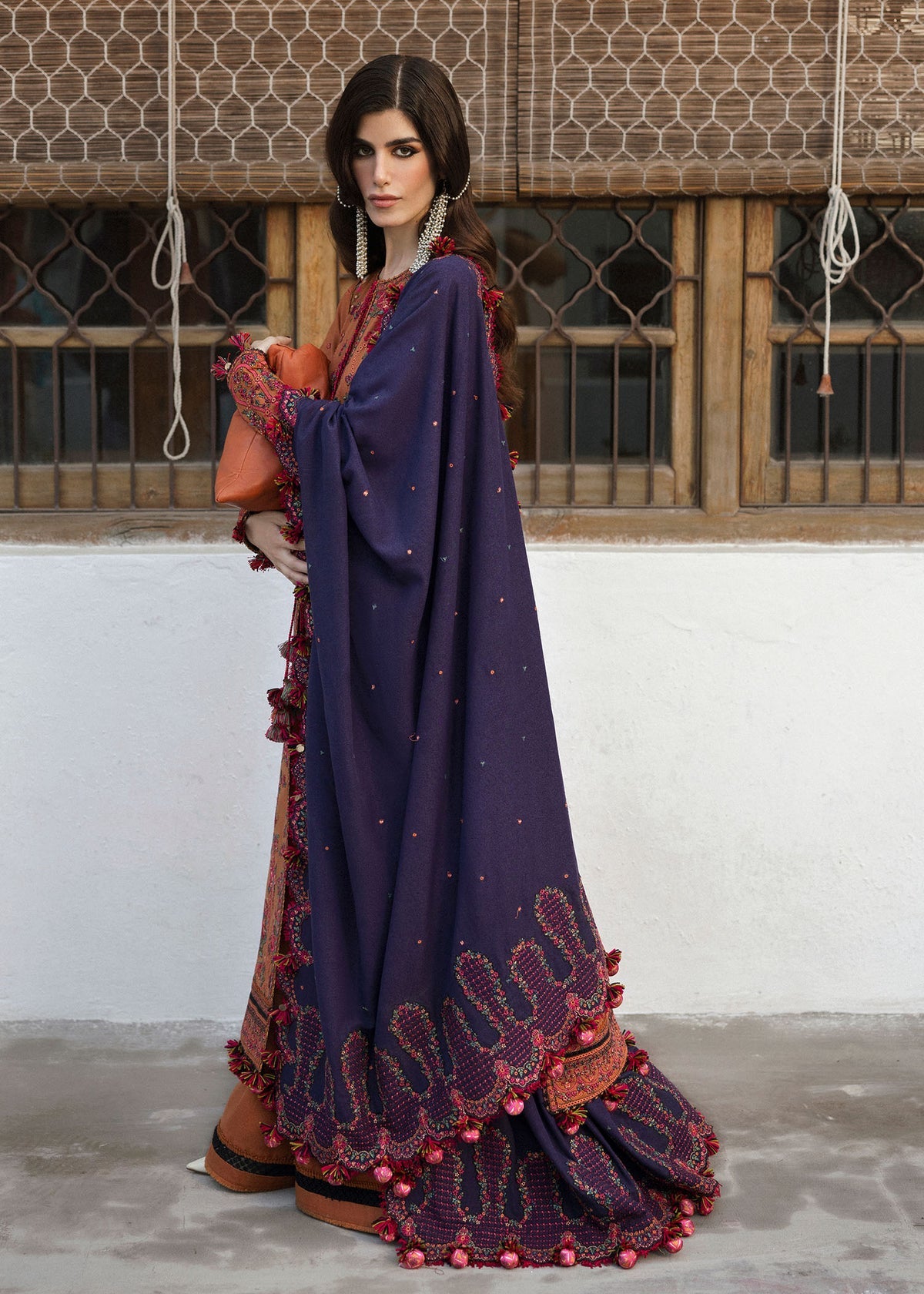 3pcs Dhanak Hussain Rehar Mustard Purple