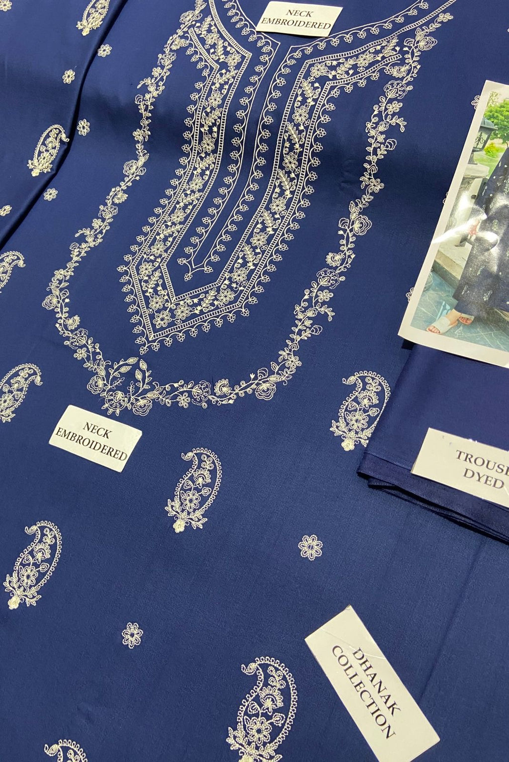 2pcs Laam Blue Embroidered dhanak