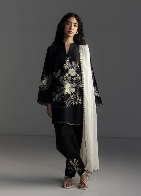 3pcs Zara Shahjhan Black lawn