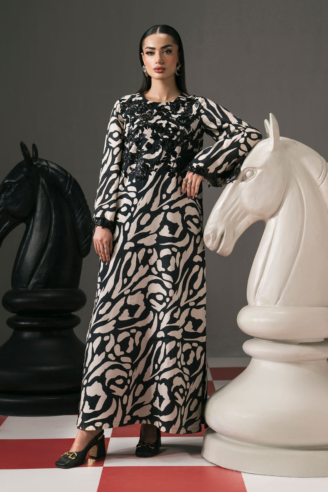 3pcs Silk Maria B Zebra Print