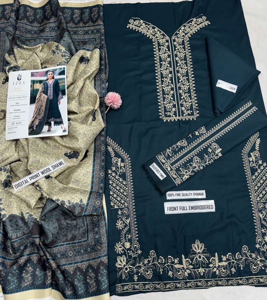 3pcs Embroidery Dhanak Izel zinc