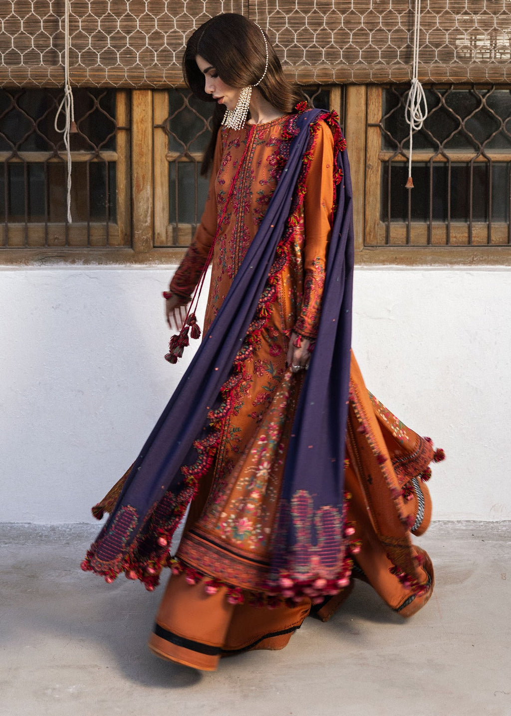 3pcs Dhanak Hussain Rehar Mustard Purple