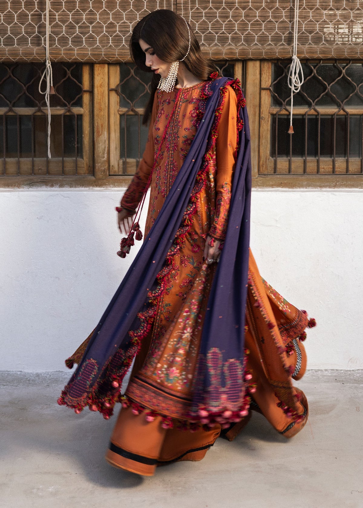 3pcs Dhanak Hussain Rehar Mustard Purple