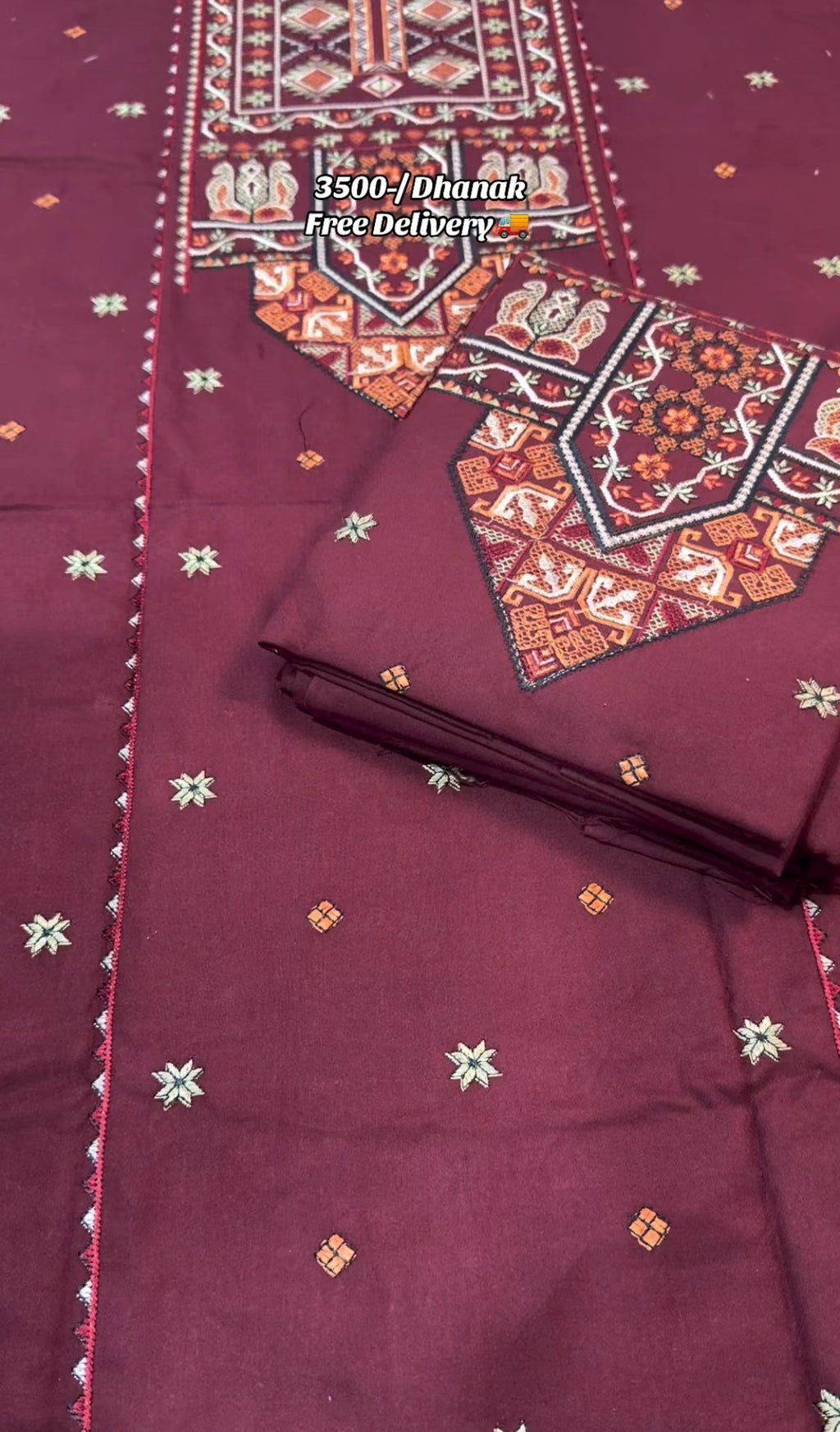 3pcs Sapphire Sindhi Mehroon Dhanak Winter