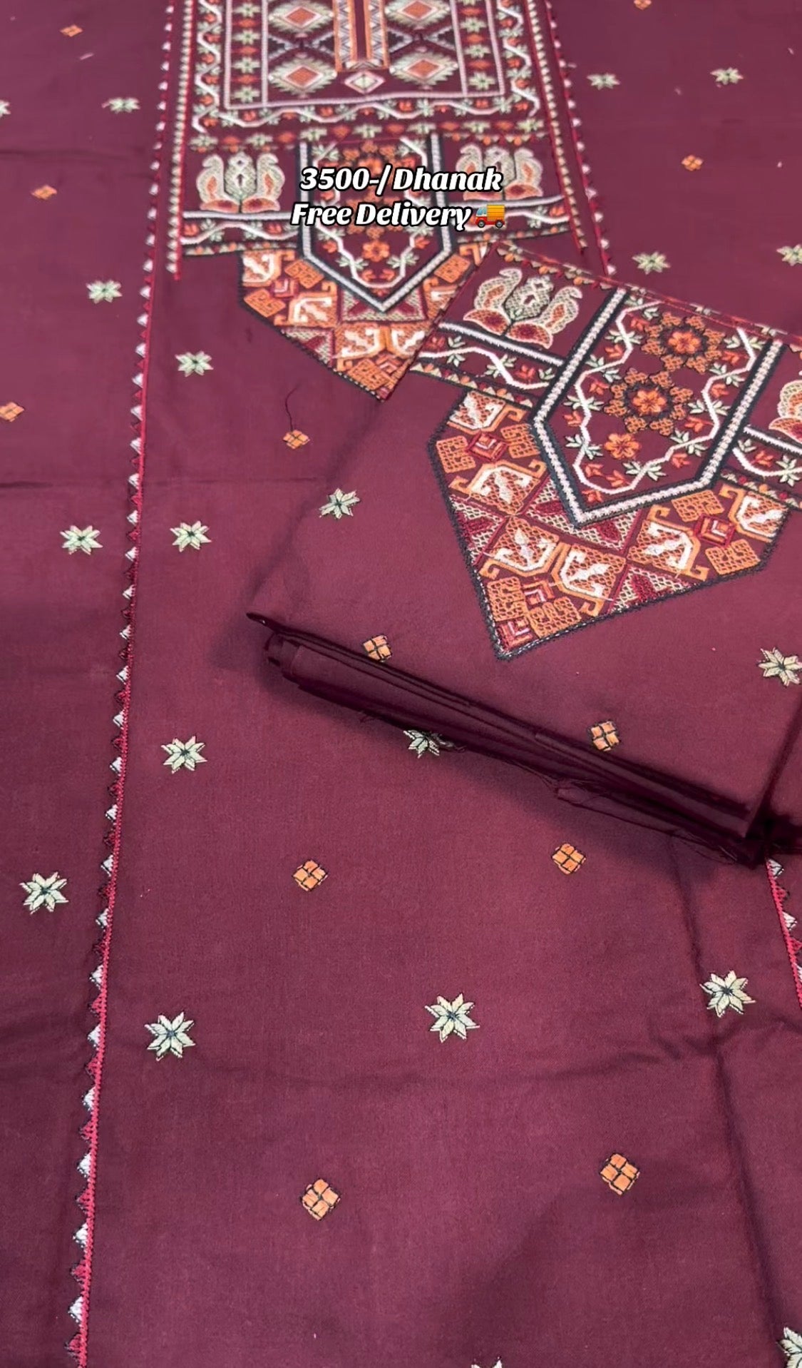 3pcs Sapphire Sindhi Mehroon Dhanak Winter
